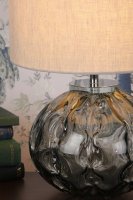 Laura Ashley Elderdale Table Lamp Smoked Glass & Polished Chrome with Shade