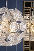 Laura Ashley Elwick 6 Light Pendant Textured Glass & Antique Brass