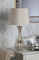 Laura Ashley Nevern Table Lamp Champagne Glass & Polished Chrome with Shade
