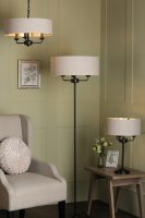 Laura Ashley Sorrento 3 Light Shadelier Matt Black and Natural with Shade