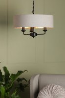 Laura Ashley Sorrento 3 Light Shadelier Matt Black and Natural with Shade