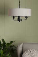 Laura Ashley Sorrento 3 Light Shadelier Matt Black and Natural with Shade