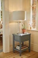 Laura Ashley Harrington Large Table Lamp Polished Nickel and Glass with Shade