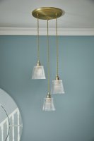Laura Ashley Callaghan 3 Light Pendant Antique Brass and Glass
