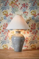 Laura Ashley Pussywillow Table Lamp Grey Ceramic and Polished Nickel with Shade