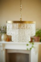 Laura Ashley Durnsford 4 Light Pendant Matt Antique Brass and Glass