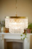 Laura Ashley Durnsford 4 Light Pendant Matt Antique Brass and Glass