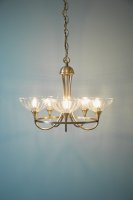 Laura Ashley Wellham 5 Light Armed Pendant Antique Brass and Glass