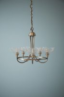 Laura Ashley Wellham 5 Light Armed Pendant Antique Brass and Glass