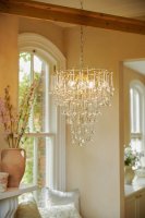 Laura Ashley Willow 4 Light Pendant Satin Champagne and Crystal