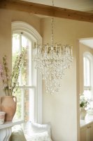 Laura Ashley Willow 4 Light Pendant Satin Champagne and Crystal