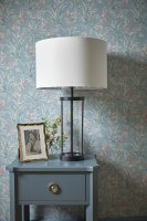 Laura Ashley Harrington Large Table Lamp Matt Black and Glass with Shade