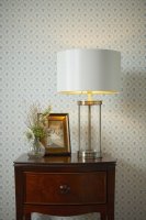 Laura Ashley Harrington Small Table Lamp Polished Nickel and Glass with Shade