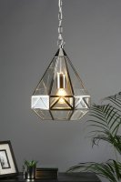 Laura Ashley Zaria Pendant Polished Silver Glass