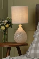 Laura Ashley Confetti Table Lamp White Art Glass and Silver with Shade
