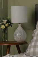 Laura Ashley Confetti Table Lamp White Art Glass and Silver with Shade