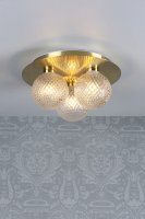 Laura Ashley Prague 3lt Flush Bathroom Light Glass Satin Brass IP44