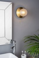 Laura Ashley Prague Bathroom Wall Light Glass Satin Brass IP44