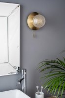 Laura Ashley Prague Bathroom Wall Light Glass Satin Brass IP44