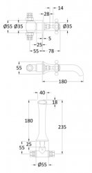 BC Designs Victrion Crosshead 3 Hole Wall Mounted Bath Filler