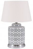 Pacific Lifestyle Aris Grey and White Geo Pattern Table Lamp