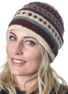 NAYA - Pattern Beanie - pure wool - smokey