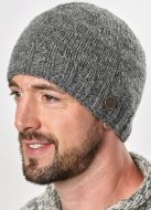 Pure Wool half fleece lined - plain beanie - Mid grey