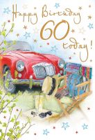 60th Birthday Card - Male - Classic Sports Car - Regal