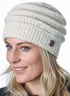 Lace Ridge Beanie - pure wool - fleece lined - natural white