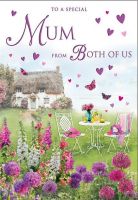 Mother's Day Card - Mum From Both Of Us Cottage Garden - Glitter - Regal