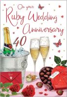 Wedding Anniversary Card - On Your Ruby 40 40th Anniversary - Regal