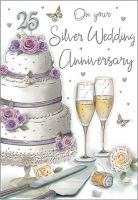 Wedding Anniversary Card - On Your Silver 25 25th Anniversary - Regal