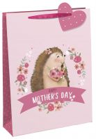 Mother's Day Gift Bag - Pink - Hedgehog - Medium 25cm x 21.5cm