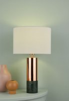 Dar Digby Table Lamp Copper & Green with Shade