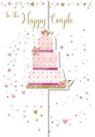 Wedding Day Card - Happy Couple Cake - 3 Fold - Trio Ling Design