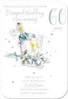 Wedding Anniversary Card - 60th Diamond - Champagne - 3D - Ling Design