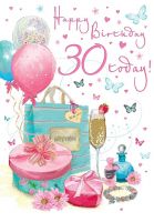 30th Birthday Card - Female - Boutique - Glittered - Regal