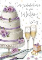 Wedding Day Card - Congratulations Wedding Cake & Rings