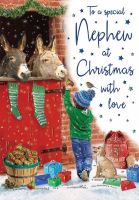 Christmas Card - Special Nephew - Donkey - Glitter - Regal