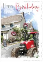Birthday Card - Red Tractor - Glitter Out of the Blue