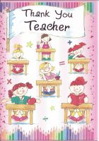 Thank You Teacher Card - Pink Girls - Flag