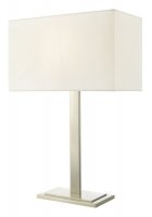 Dar Tegal Table Lamp Satin Nickel with Shade