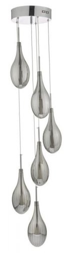 Dar Seta 6 Light Cluster Pendant Smoked & Polished Chrome