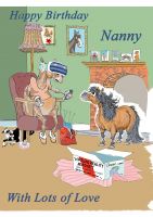 Birthday Card - Nanny - Virtual Reality Headset - Shetland Pony - Gift Envy