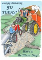 50th Birthday Card - Age Over Beauty - Farm Tractor - Funny Gift Envy