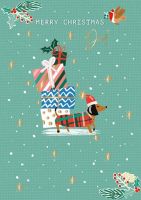 Christmas Card - Dad - Sausage Dog Present Pile - Xmas Collection Ling Design