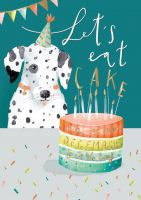 Birthday Card - December - Dog - Let's Eat Cake - Hello Bobby Ling Design