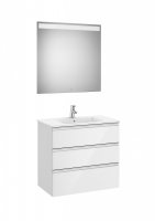 Roca The Gap Gloss White 800mm 3 Drawer Vanity Unit with Basin and Eidos LED Mirror