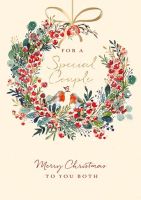 Christmas Card - Special Couple - Robin Wreath - Xmas Collection Ling Design