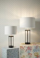 Laura Ashley Harrington Small Table Lamp Matt Black and Glass with Shade